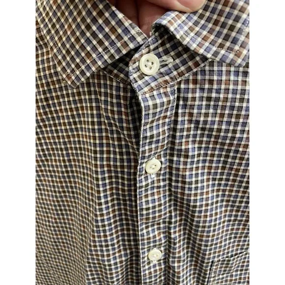 Billy Reid Shirt Mens M Blue Red Long Sleeve Button Up Gingham 100% Cotton Italy - Picture 4 of 9